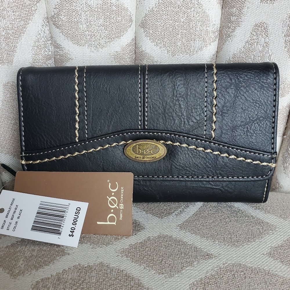 B.O.C. Born Concepts Bradley Ridge Vegan Leather Black Wallet
